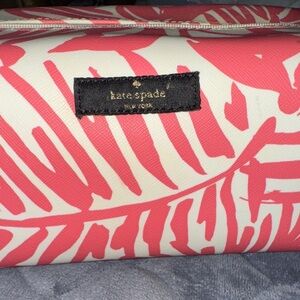 Kate Spade Coral and Cream Cosmetic Bag